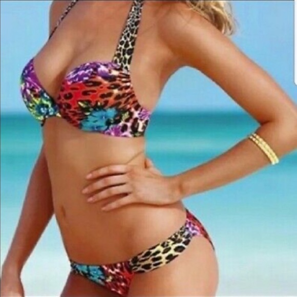 3 piece set …VS bikini bombshell leopard 36C and coverup; and various bottoms - Picture 2 of 16